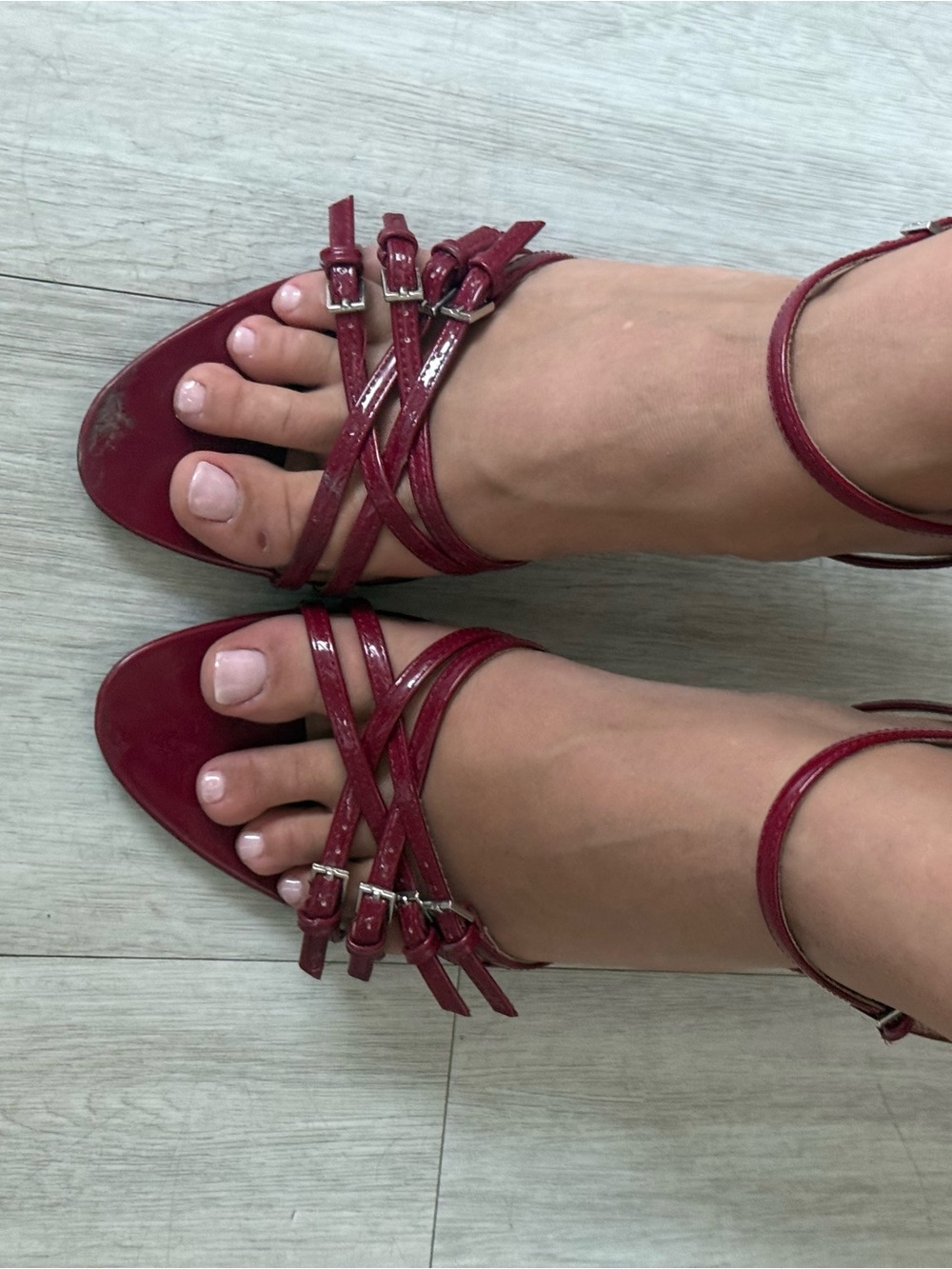 Zara Red Strappy Buckle Heels